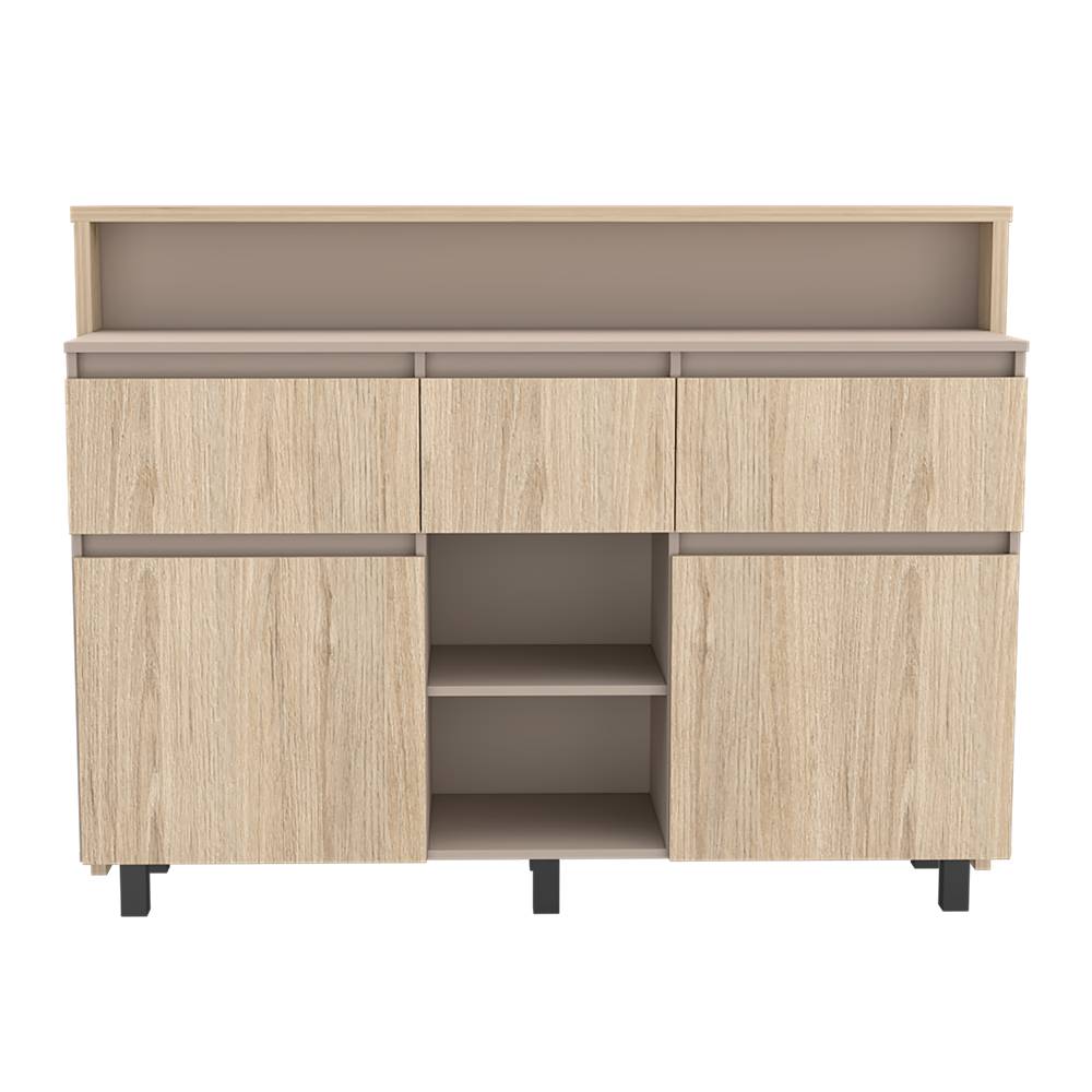 Barra de Cocina Kiara Rovere y Taupe 150 cm con Dos Puertas y Tres Cajones - Muebles Organizadores | Bylmo