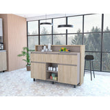 Barra de Cocina Kiara Rovere y Taupe 150 cm con Dos Puertas y Tres Cajones - Muebles Organizadores | Bylmo