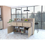 Barra de Cocina Kiara Rovere y Taupe 150 cm con Dos Puertas y Tres Cajones - Muebles Organizadores | Bylmo