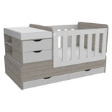 Cama Corral Rosario Blanco y Ceniza 106x99.45cm para Colchón Sencillo sin Colchón y con Cabecero - Camas | Bylmo