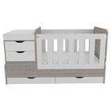 Cama Corral Rosario Blanco y Ceniza 106x99.45cm para Colchón Sencillo sin Colchón y con Cabecero - Camas | Bylmo