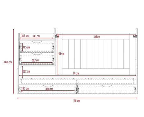 Cama Corral Rosario Blanco y Ceniza 106x99.45cm para Colchón Sencillo sin Colchón y con Cabecero - Camas | Bylmo