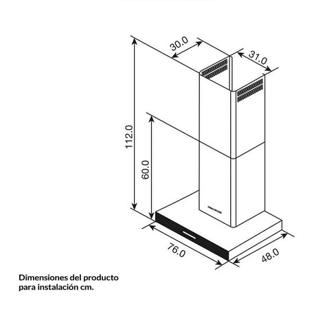 Campana Exclusive 76 cm Acero Tipo Península - Electrodomesticos | Bylmo
