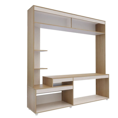 Centro de Entretenimiento Rovere y Niebla 181.5x184.7cm para TV Hasta 65 Pulgadas y con Siete Compartimientos - Muebles para TV | Bylmo