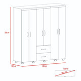 Closet Bariloche Duna 200 cm con Seis Puertas, Dos Cajones y Rodachinas - Closets | Bylmo