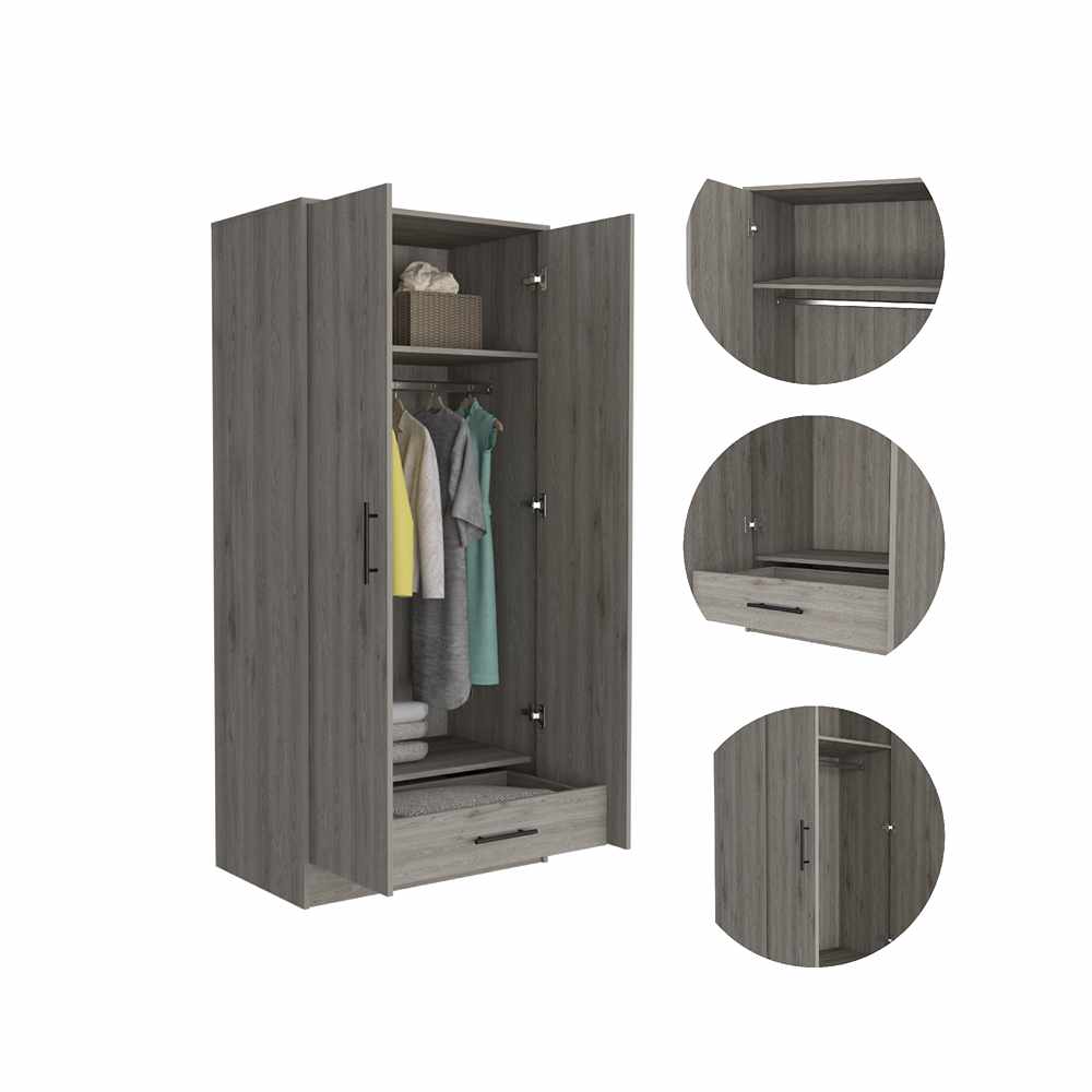 Closet Dinamarca Ceniza 80x180cm con 1 Cajones con 1 Entrepaños - Closets | Bylmo