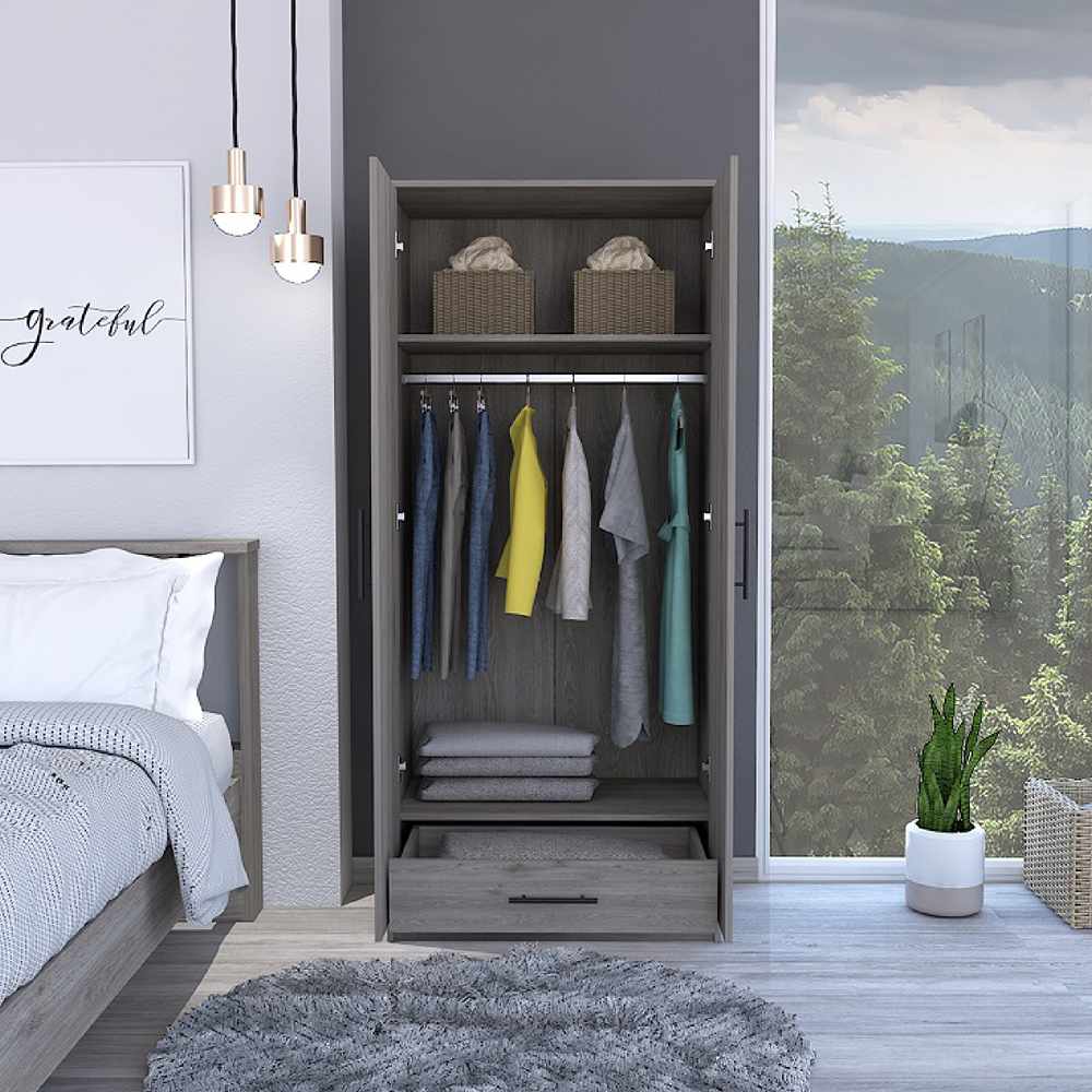 Closet Dinamarca Ceniza 80x180cm con 1 Cajones con 1 Entrepaños - Closets | Bylmo
