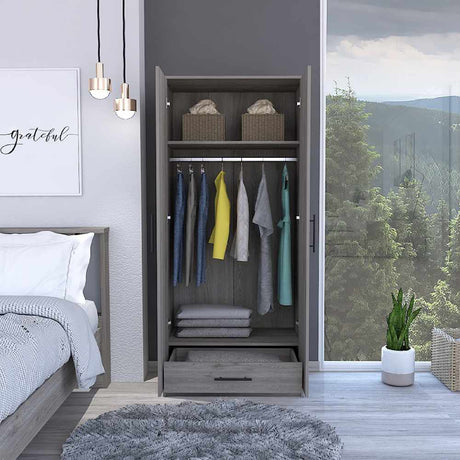 Closet Dinamarca Ceniza 80x180cm con 1 Cajones con 1 Entrepaños - Closets | Bylmo
