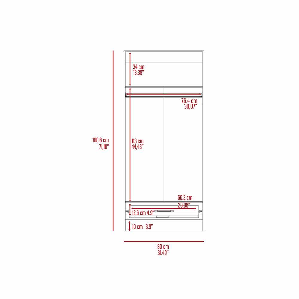 Closet Dinamarca Ceniza 80x180cm con 1 Cajones con 1 Entrepaños - Closets | Bylmo