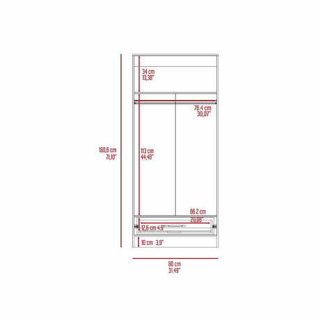 Closet Dinamarca Ceniza 80x180cm con 1 Cajones con 1 Entrepaños - Closets | Bylmo