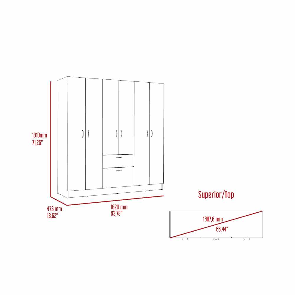 Closet Luna Wengue 162x171cm con 1 Cajones con 4 Entrepaños - Closets | Bylmo