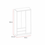 Closet Mistico Wengue 90 cm con Tres Puertas y Dos Cajones - Closets | Bylmo