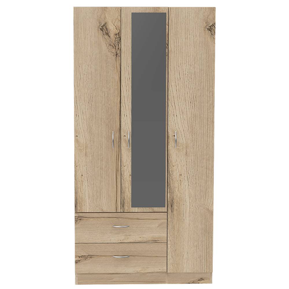 Closet Oporto Duna y Blanco 90 cm con Espejo y Dos Cajones - Closets | Bylmo