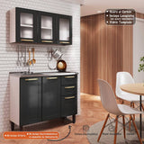 Cocina Integral Negro 105x52,5cm con Meson de Acero Al Carbon y con Pozuelo para lado Izquierda - Cocinas | Bylmo
