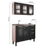 Cocina Integral Negro 105x52,5cm con Meson de Acero Al Carbon y con Pozuelo para lado Izquierda - Cocinas | Bylmo