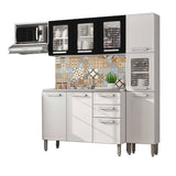 Cocina Integral Gourmet Blanco y Negro 220 cm con Mesón - Cocinas | Bylmo