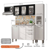 Cocina Integral Gourmet Blanco y Negro 220 cm con Mesón - Cocinas | Bylmo
