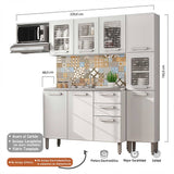 Cocina Integral Gourmet Blanco 220 cm con Mesón - Cocinas | Bylmo