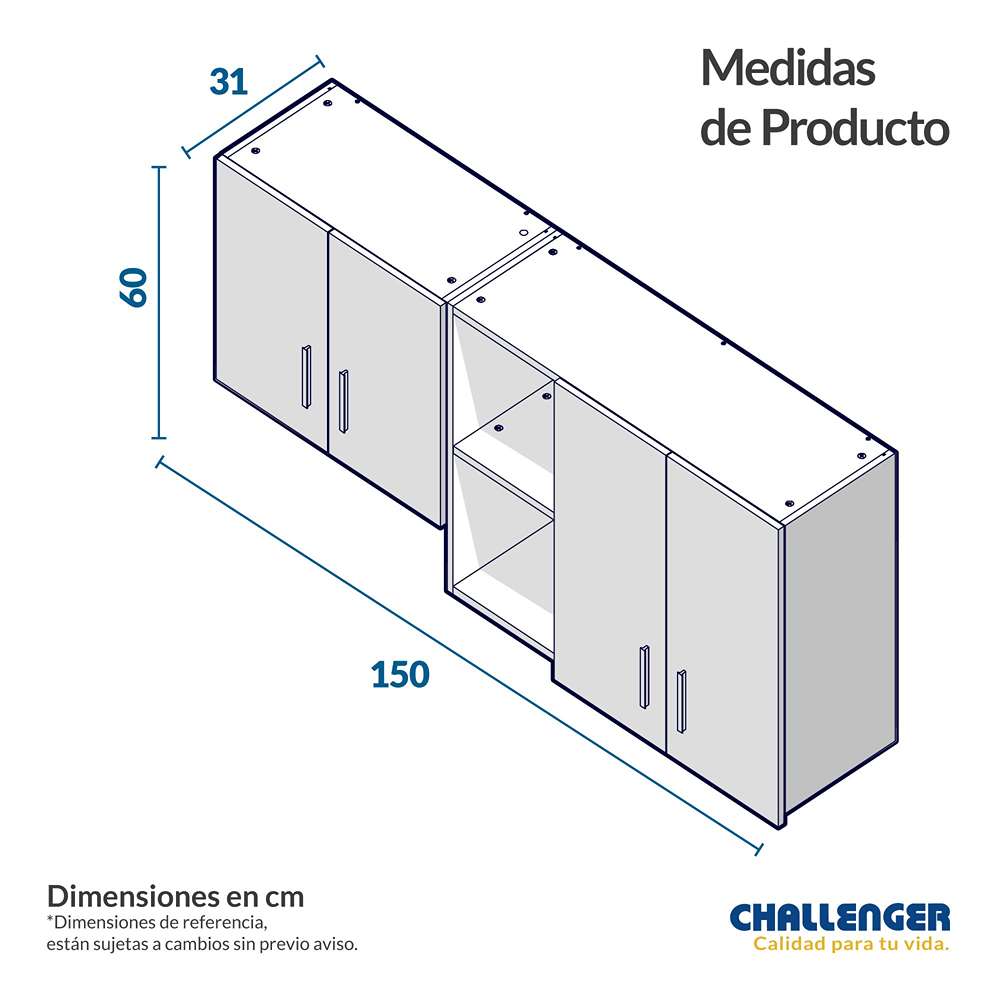 Combo Mueble Superior + Campana +Mueble Inferior + Mesón Dark 150 cm Versátil - Combo | Bylmo