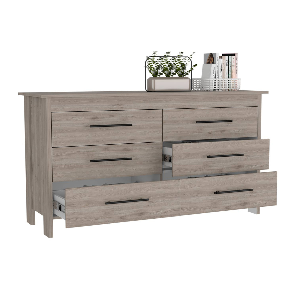 Cómoda HMS Ceniza 149.5x80.6cm De Tres Hileras con Tres Cajones - Cajoneras y Comodas | Bylmo