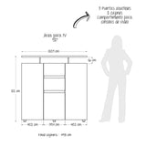 Cómoda Saur Caramelo 120 cm con Tres Puertas y Dos Cajones - Cajoneras | Bylmo