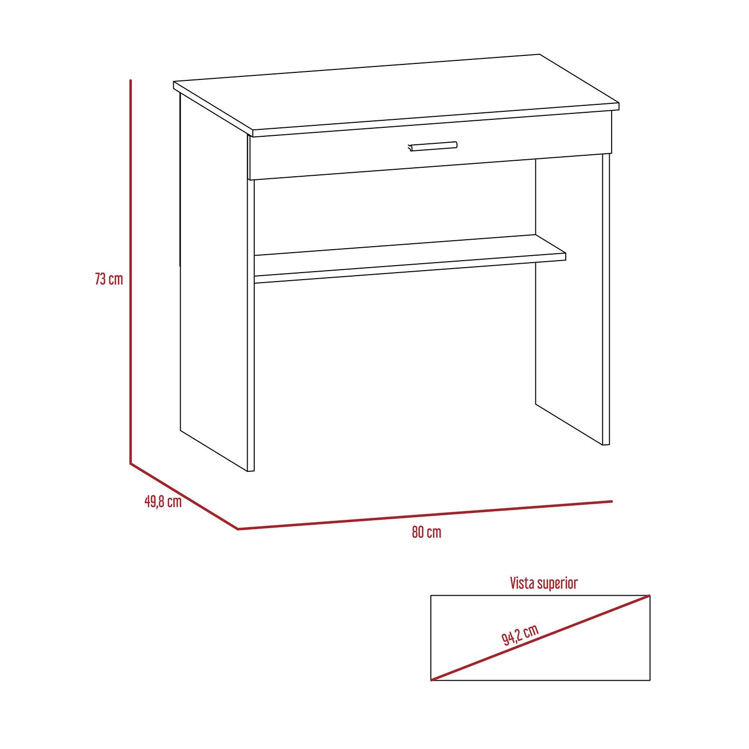 Escritorio 80C Wengue 80x73.6cm Con Un Cajón y con Organizador de Libros - Escritorios | Bylmo