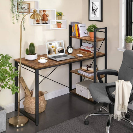 Escritorio Cafe y Rustico 130x60cm sin Cajones y con Organizador de Libros - Escritorios | Bylmo