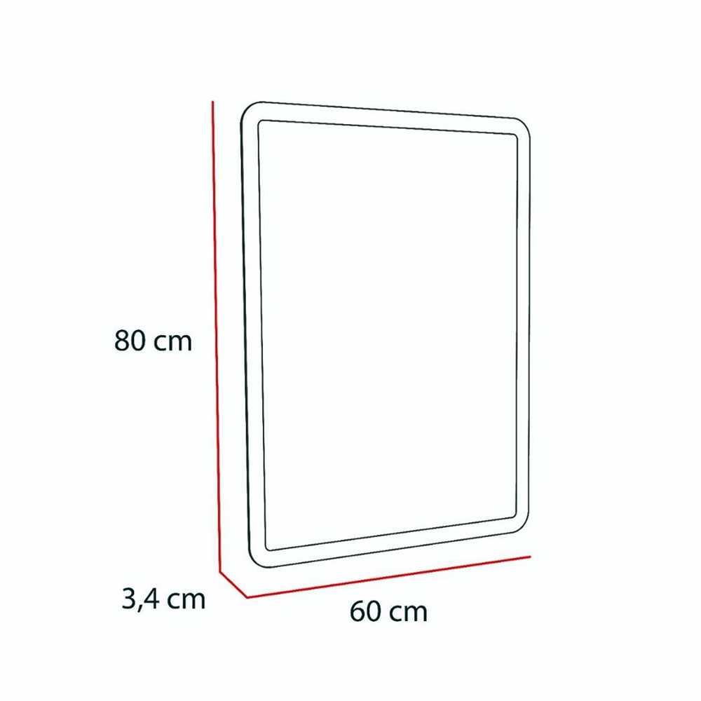 Espejo de Baño Arezo Plateado 80x60cm Rectangular y con Iluminiación Led - Espejos Decorativos | Bylmo