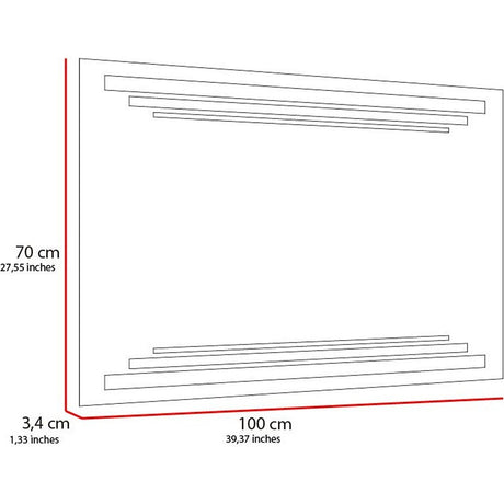 Espejo de Baño Led Touch Baru Plateado 100x70cm Rectangular con Sandblasting - Espejos de Baño | Bylmo
