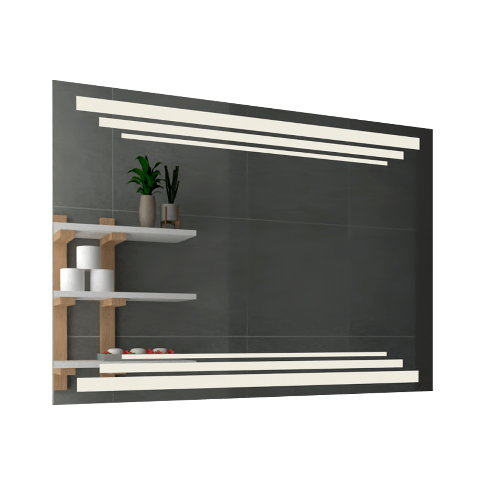 Espejo de Baño Baru Plateado 100x70cm Rectangular y con Iluminiación Led - Espejos de Baño | Bylmo