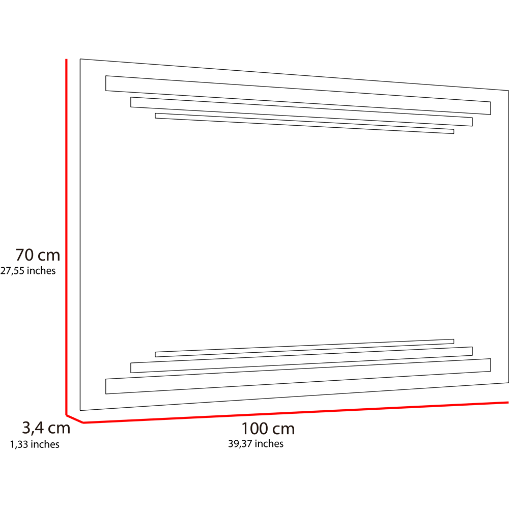 Espejo de Baño Baru Plateado 100x70cm Rectangular y con Iluminiación Led - Espejos de Baño | Bylmo
