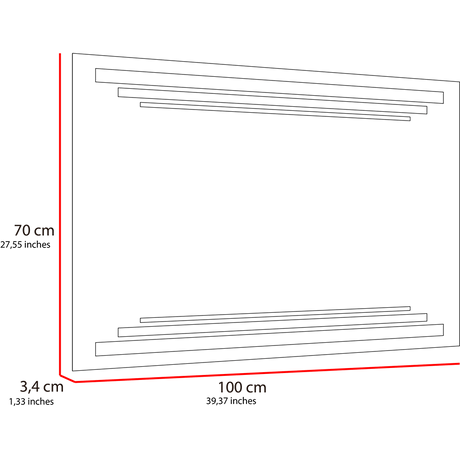 Espejo de Baño Baru Plateado 100x70cm Rectangular y con Iluminiación Led - Espejos de Baño | Bylmo