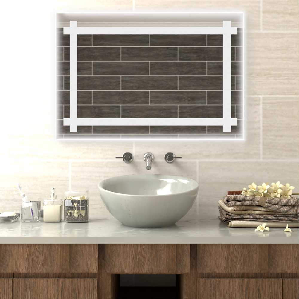 Espejo de Baño Broni Plateado 60x90cm Rectangular y con Iluminiación Led - Espejos Decorativos | Bylmo