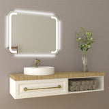 Espejo de Baño Led Touch Brown Plateado 90x70cm Rectangular con Sandblasting - Espejos de Baño | Bylmo