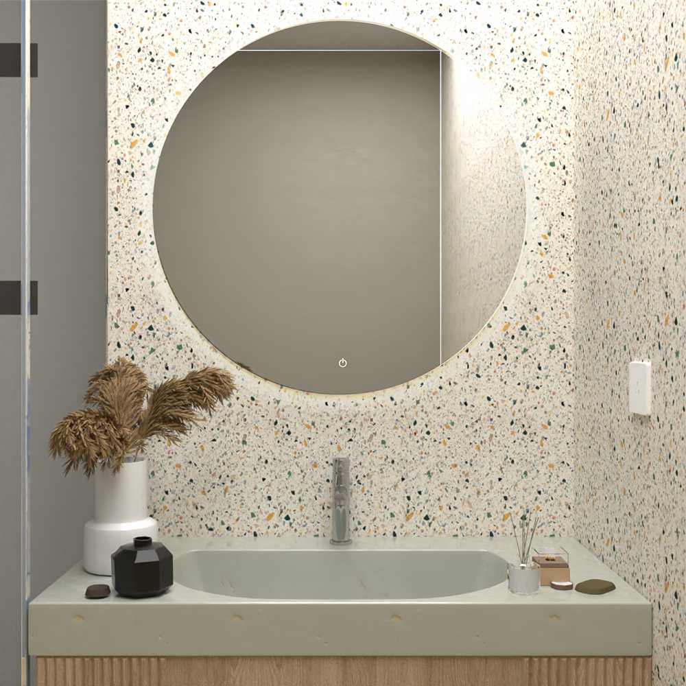 Espejo de Baño Capri Plateado 75x75cm Redondo y con Iluminiación Led - Espejos Decorativos | Bylmo