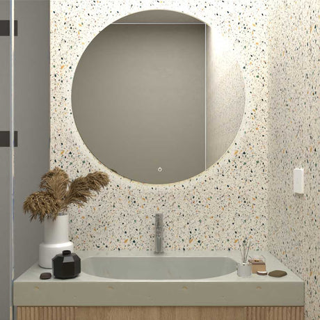 Espejo de Baño Capri Plateado 75x75cm Redondo y con Iluminiación Led - Espejos Decorativos | Bylmo