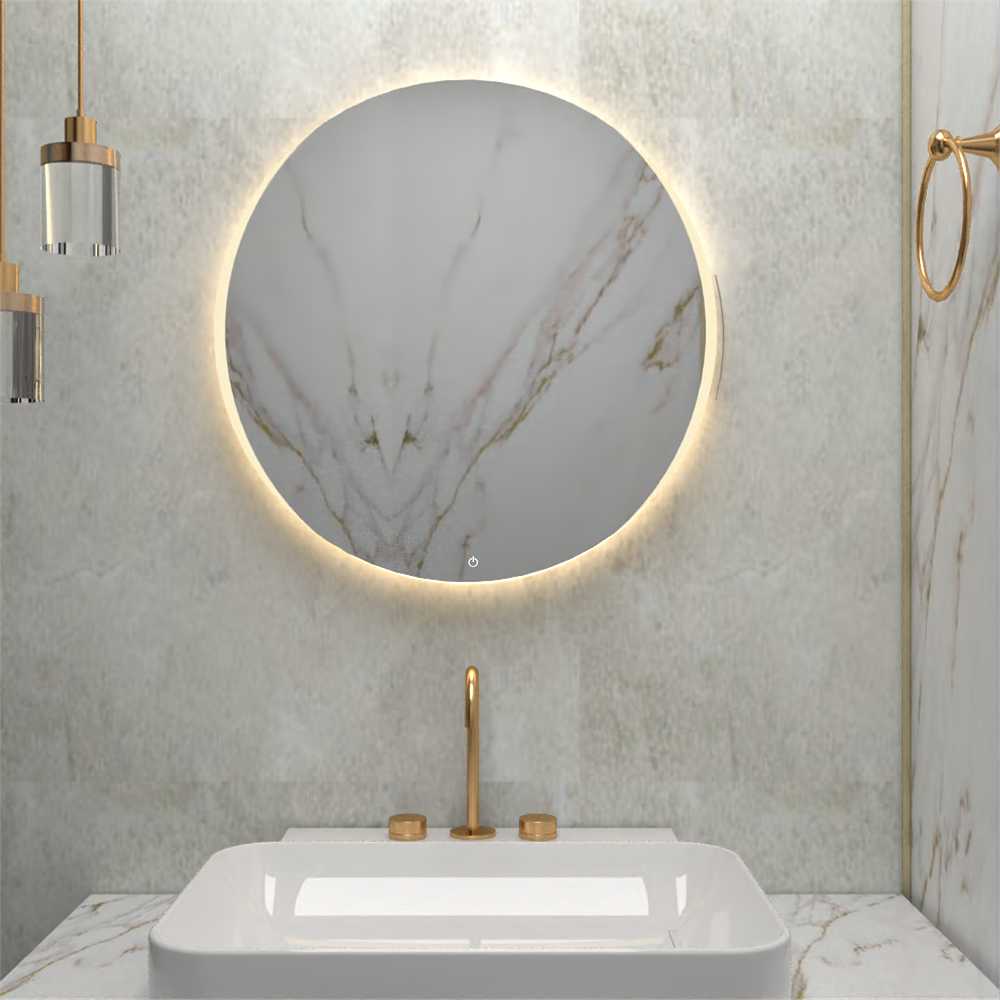 Espejo de Baño Dakota Plateado 60x60cm Redondo y con Iluminiación Led - Espejos Decorativos | Bylmo