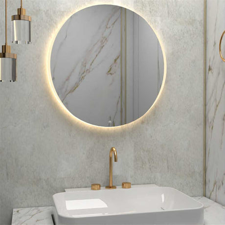 Espejo de Baño Dakota Plateado 60x60cm Redondo y con Iluminiación Led - Espejos Decorativos | Bylmo