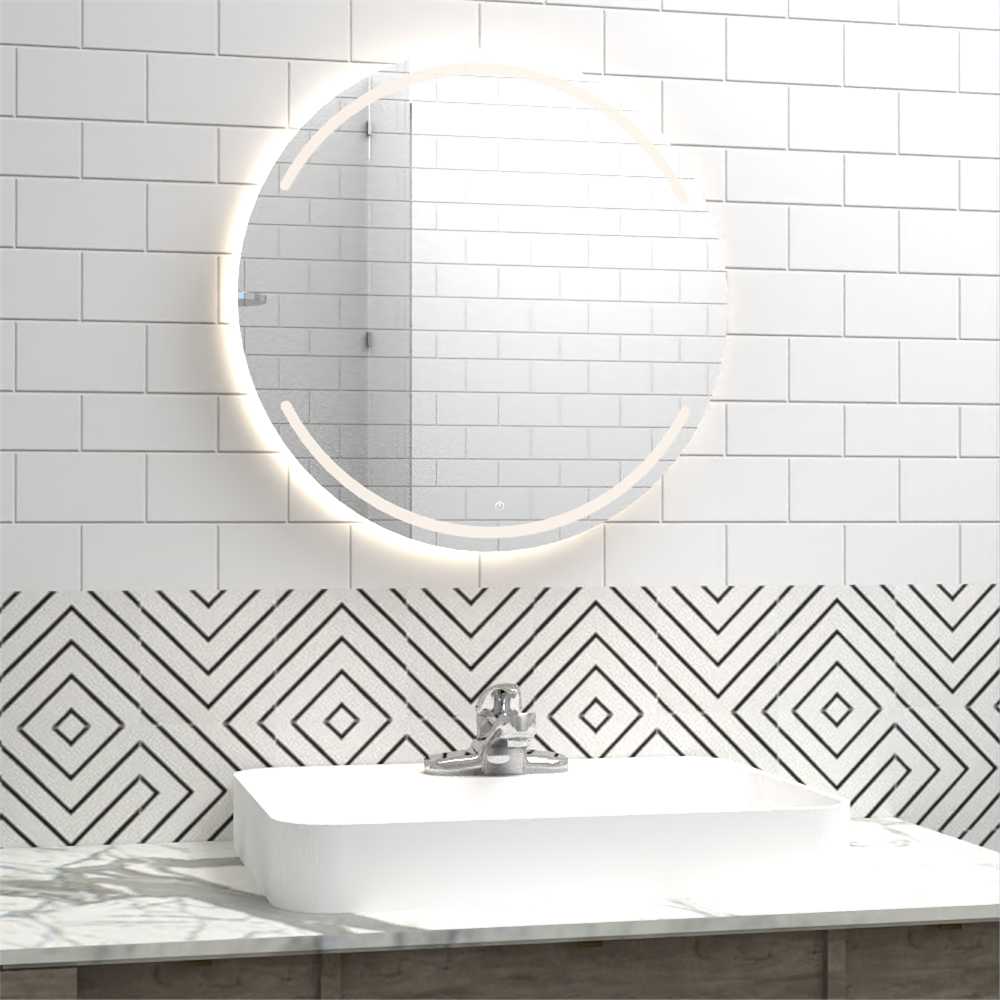 Espejo de Baño Dallas Plateado 45x45cm Redondo y con Iluminiación Led - Espejos Decorativos | Bylmo