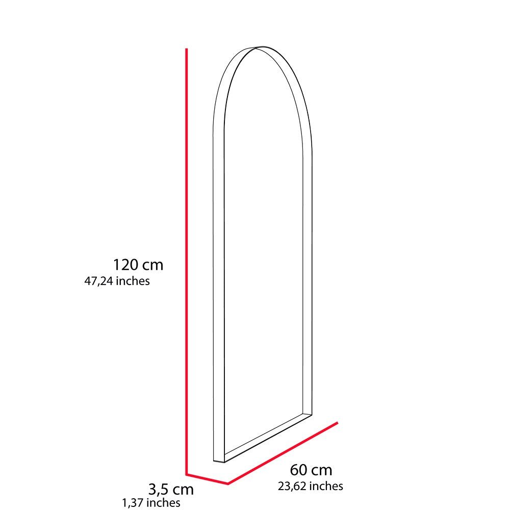 Espejo de Pared Dalton Plateado 60x120cm Arco Superior con Marco Metalico - Espejos Decorativos | Bylmo