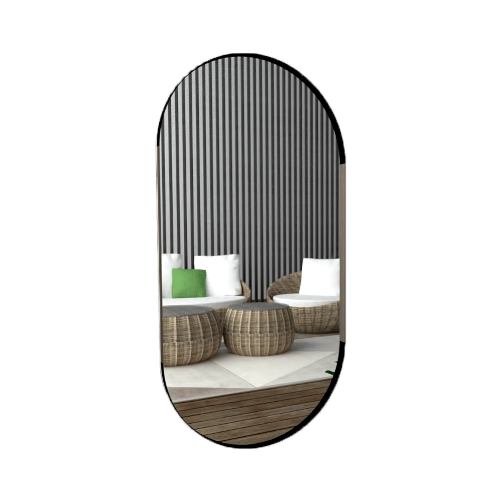 Espejo de Pared Lukman Negra 50x100cm Ovalado con Marco Metalico - Espejos Decorativos | Bylmo