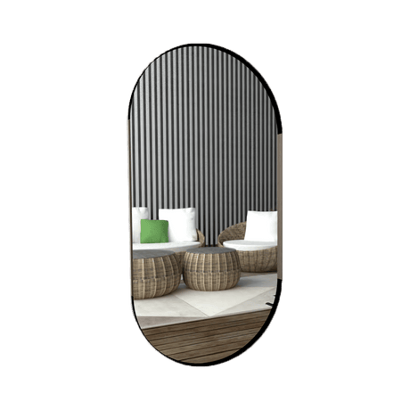 Espejo de Pared Lukman Negra 50x100cm Ovalado con Marco Metalico - Espejos Decorativos | Bylmo