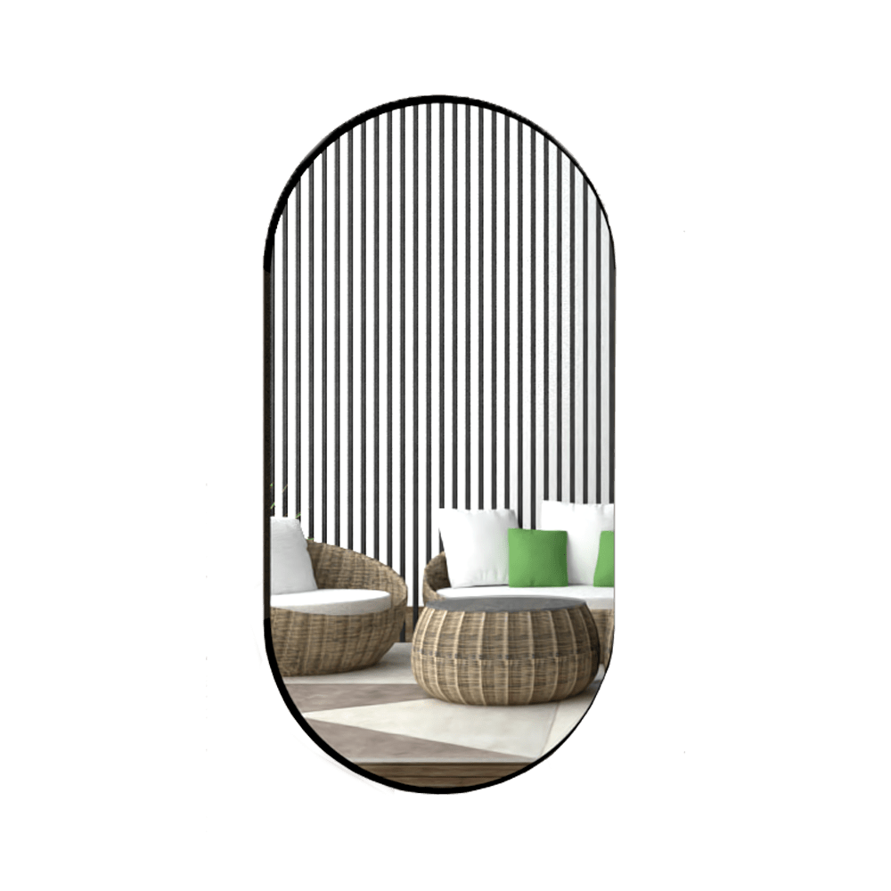 Espejo de Pared Lukman Negra 50x100cm Ovalado con Marco Metalico - Espejos Decorativos | Bylmo