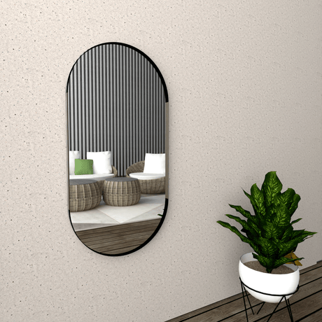 Espejo de Pared Lukman Negra 50x100cm Ovalado con Marco Metalico - Espejos Decorativos | Bylmo