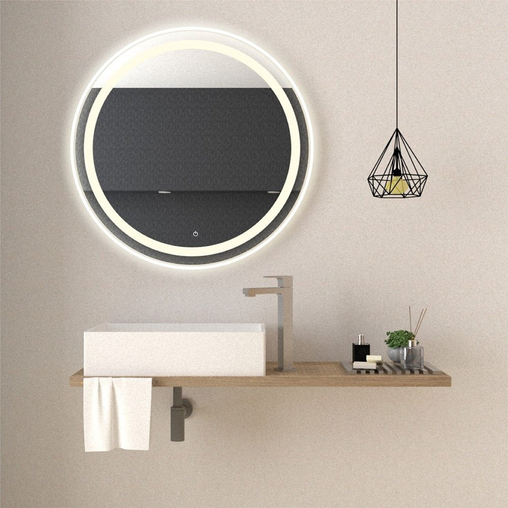 Espejo de Baño Malibu Plateado 80x80cm Redondo y con Iluminiación Led - Espejos de Baño | Bylmo