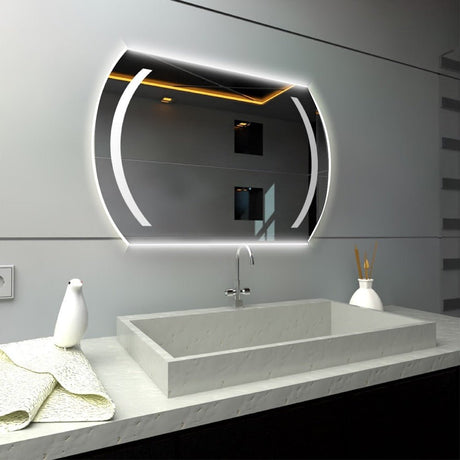 Espejo de Baño Led Manson Plateado 90x60cm Rectangular con Sandblasting - Espejos de Baño | Bylmo