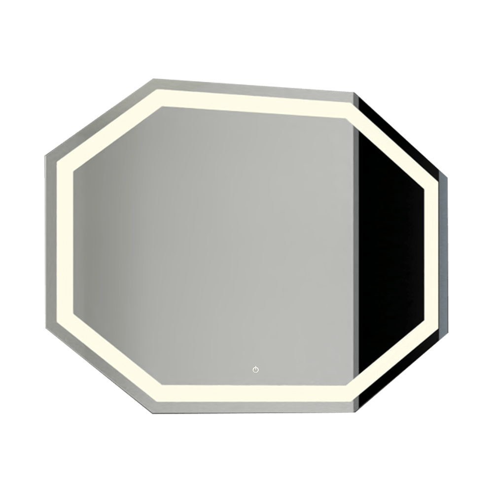 Espejo de Baño Mizu Plateado 80x60cm Octagonal y con Iluminiación Led - Espejos de Baño | Bylmo