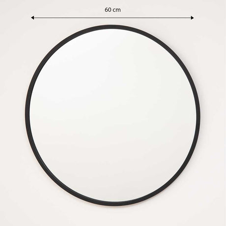 Espejo de Pared Negro 60x60cm Redondo con Marco En Madera - Espejos Decorativos | Bylmo