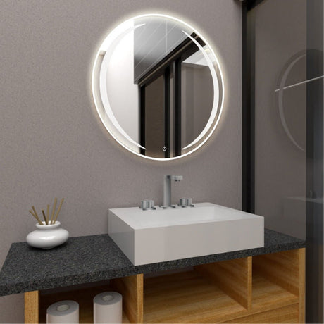 Espejo de Baño Oliver Plateado 70x70cm Redondo y con Iluminiación Led - Espejos de Baño | Bylmo