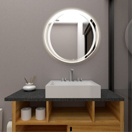 Espejo de Baño Oliver Plateado 70x70cm Redondo y con Iluminiación Led - Espejos de Baño | Bylmo